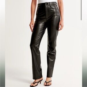 Abercrombie Women’s Vegan Leather 90s Black Straight Pants size 26